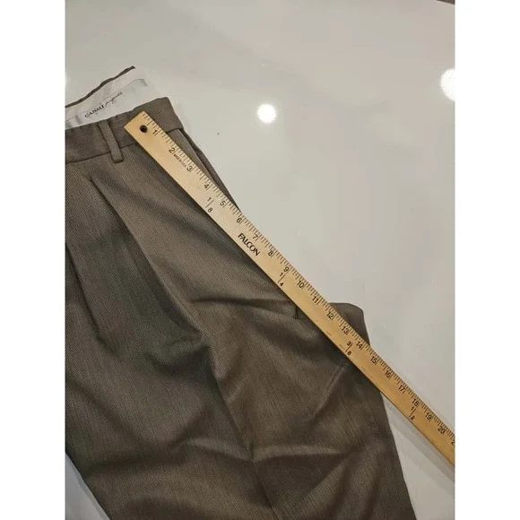 Canali Proposta Pants Mens 36/52 Tan Wool Pleated Dress Trousers Made Italy - Picture 9 of 11